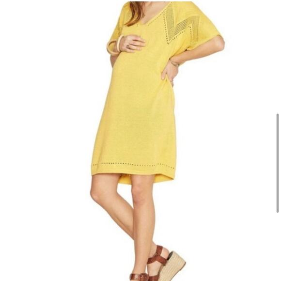 Hatch Alison gold yellow mixed knit midi sweater dress size 1 or Small - Picture 16 of 16